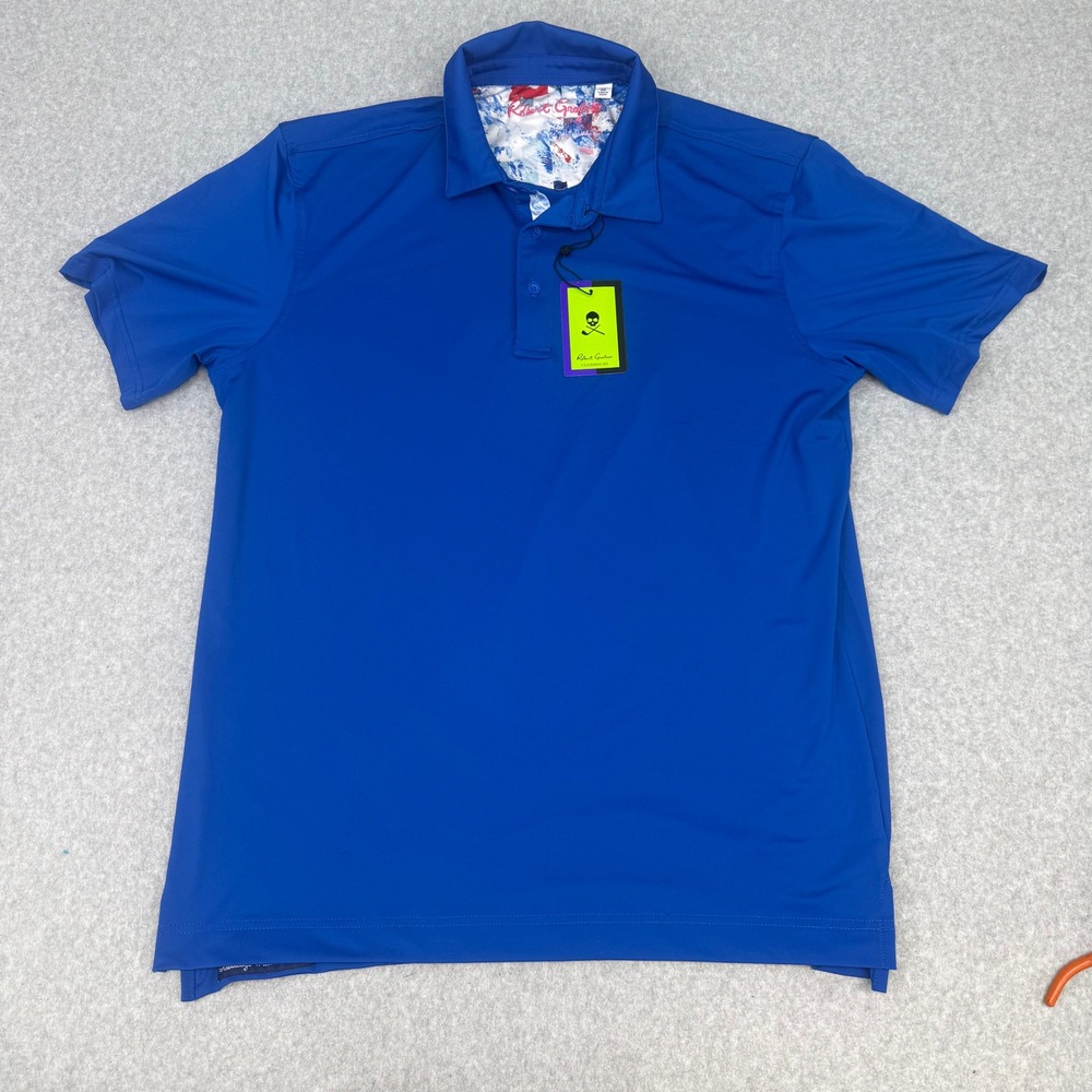 Robert Graham Axelsen Polo Shirt Mens Medium Cobalt Blue Golf Performance New
